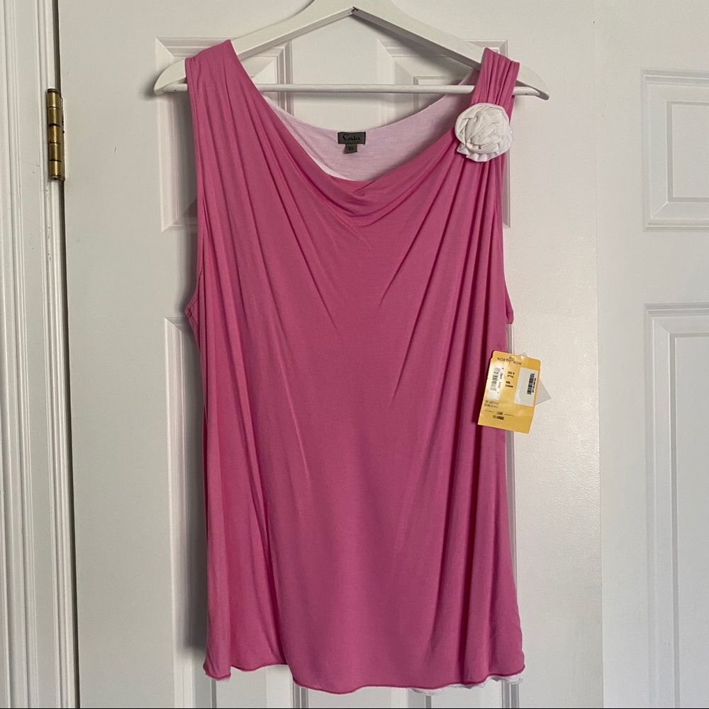 Caia pop flower layered tank NWT!